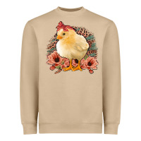 Chick With Flowers Feopard Heavyweight Sweatshirt | Teevron