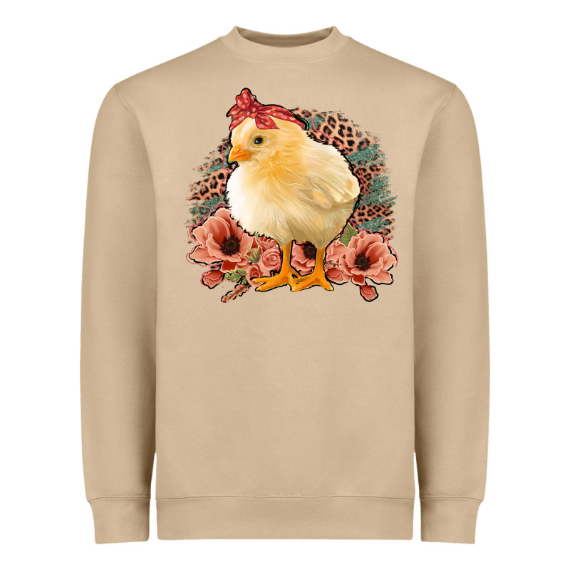 Chick With Flowers Feopard Heavyweight Sweatshirt by Jasminsmagicworld | Teevron
