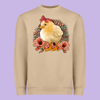Chick With Flowers Feopard Heavyweight Sweatshirt Designed By Jasminsmagicworld
