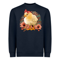 Navy Chick With Flowers Feopard Heavyweight Sweatshirt - Jasminsmagicworld