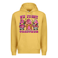 Antique Gold we fight together breast cancer gnome Premium Hoodie - BarkalooDesign