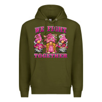 Army Green we fight together breast cancer gnome Premium Hoodie - BarkalooDesign