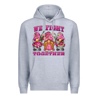 Heather Grey we fight together breast cancer gnome Premium Hoodie - BarkalooDesign
