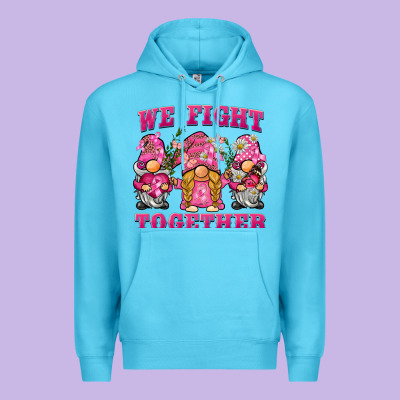 We Fight Together Breast Cancer Gnome Premium Hoodie Designed By Barkaloodesign