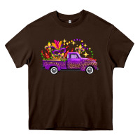 Chocolate Brown Mardi Gras Leopard Truck Heavy Core Tee - FaDigitalArtStudio