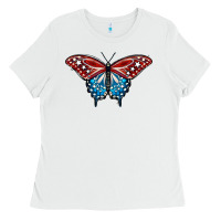 Patriotic American Flag Butterfly 4th Of July Ladies Tee | Teevron