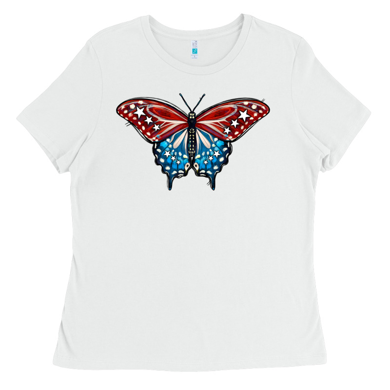 Patriotic American Flag Butterfly 4th Of July Ladies Tee by LillyAllenDesigns | Teevron