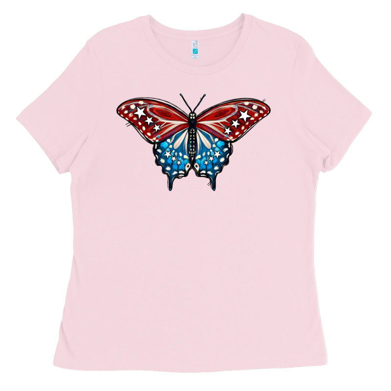 Patriotic American Flag Butterfly 4th Of July Ladies Tee by LillyAllenDesigns | Teevron
