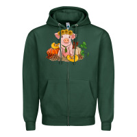 Sports Green fall pig Zipper Hoodie - RanaPortraitStore