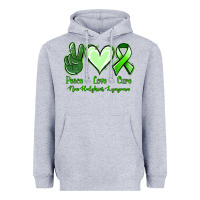 Heather Grey Peace Love Cure Non Hodgkins Lympoma Heavyweight Hoodie - Jasminsmagicworld