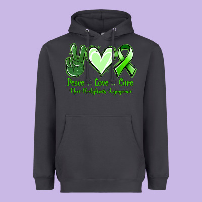 Peace Love Cure Non Hodgkins Lympoma Heavyweight Hoodie Designed By Jasminsmagicworld