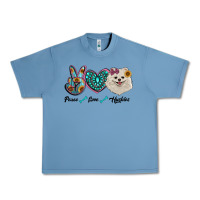 Pebble Blue peace love pomeranian Urban Heavy Tee - RanaPortraitStore