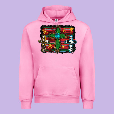 Cross Leopard Cowhide Glitter Serape Urban Hoodie Designed By Ranaportraitstore