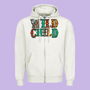 Western Wild Child Zipper Hoodie Designed By Jasminsmagicworld