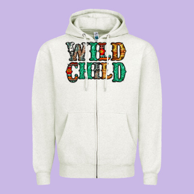 Western Wild Child Zipper Hoodie Designed By Jasminsmagicworld