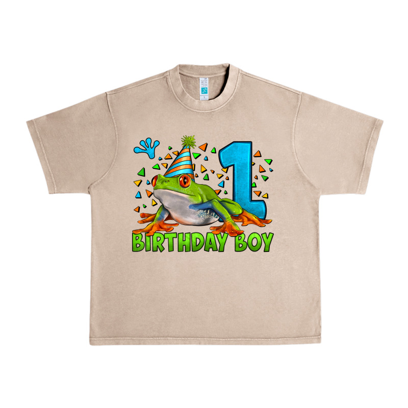 Birthday Boy Frog Age 1 Urban Heavy Tee by LillyAllenDesigns | Teevron