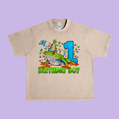 Birthday Boy Frog Age 1 Urban Heavy Tee Designed By Lillyallendesigns