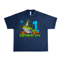 Navy birthday boy frog age 1 Urban Heavy Tee - LillyAllenDesigns