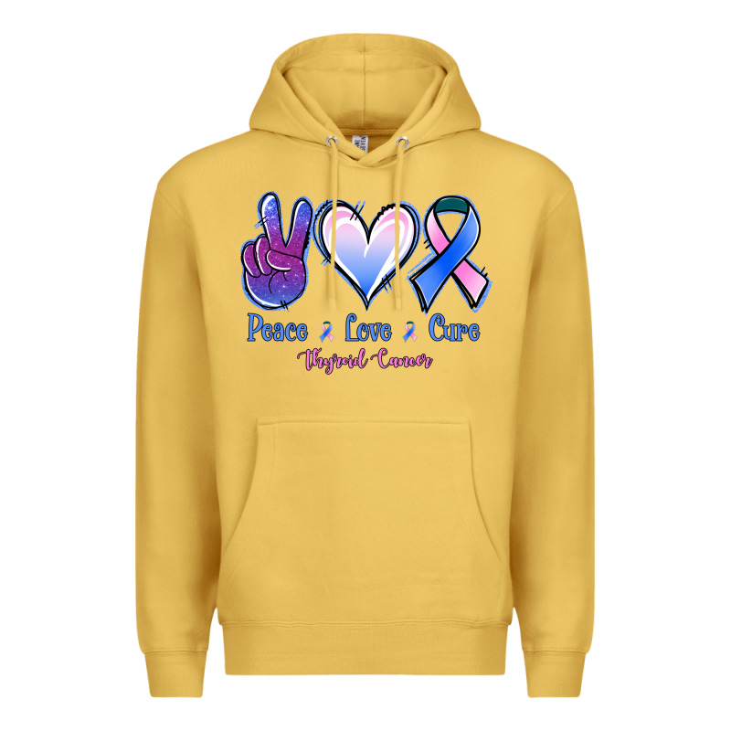 Peace Love Cure Thyroid Cancer Premium Hoodie by Jasminsmagicworld | Teevron