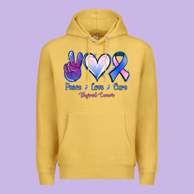Peace Love Cure Thyroid Cancer Premium Hoodie Designed By Jasminsmagicworld