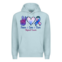 Blue Mist Peace Love Cure Thyroid Cancer Premium Hoodie - Jasminsmagicworld