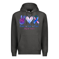 Charcoal Heather Peace Love Cure Thyroid Cancer Premium Hoodie - Jasminsmagicworld