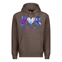 Coffee Peace Love Cure Thyroid Cancer Premium Hoodie - Jasminsmagicworld