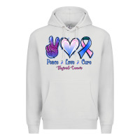 Dove Grey Peace Love Cure Thyroid Cancer Premium Hoodie - Jasminsmagicworld