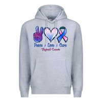 Heather Grey Peace Love Cure Thyroid Cancer Premium Hoodie - Jasminsmagicworld