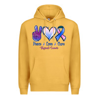 Mustard Peace Love Cure Thyroid Cancer Premium Hoodie - Jasminsmagicworld