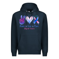 Navy Peace Love Cure Thyroid Cancer Premium Hoodie - Jasminsmagicworld