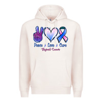 Pale Pink Peace Love Cure Thyroid Cancer Premium Hoodie - Jasminsmagicworld