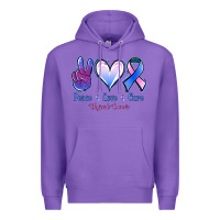 Purple Peace Love Cure Thyroid Cancer Premium Hoodie - Jasminsmagicworld