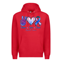 Red Peace Love Cure Thyroid Cancer Premium Hoodie - Jasminsmagicworld