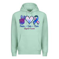 Seafoam Peace Love Cure Thyroid Cancer Premium Hoodie - Jasminsmagicworld