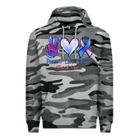 Slate Camo Peace Love Cure Thyroid Cancer Premium Hoodie - Jasminsmagicworld