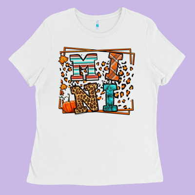 Fall Autumn Leopard Mini Ladies Tee Designed By Lillyallendesigns