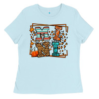 Baby Blue Fall Autumn Leopard Mini Ladies Tee - LillyAllenDesigns