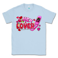 Dusty Blue Hey lover flip phone Valentine's Day Classic Tee - FaDigitalArtStudio