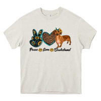 Cream peace love dachshund Heavy Core Tee - RanaPortraitStore
