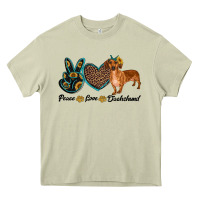 Mossy peace love dachshund Heavy Core Tee - RanaPortraitStore