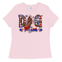 Bubblegum Pink America Dog Mama Ladies Tee - CowhideDigitalArt