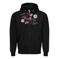 Black Floral Daisy Mother Zipper Hoodie - RanaPortraitStore