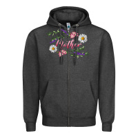Charcoal Heather Floral Daisy Mother Zipper Hoodie - RanaPortraitStore
