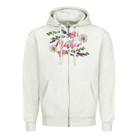Oatmeal Heather Floral Daisy Mother Zipper Hoodie - RanaPortraitStore
