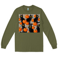 Army Green black cat with pumpkins tumbler Long Sleeve Tee - LillyAllenDesigns