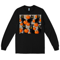 Black black cat with pumpkins tumbler Long Sleeve Tee - LillyAllenDesigns