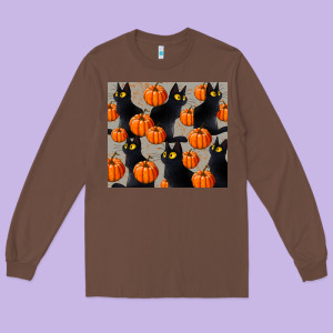 Black Cat With Pumpkins Tumbler Long Sleeve Tee Designed By Lillyallendesigns