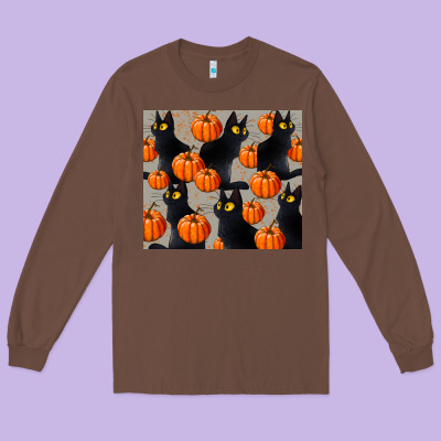 Black Cat With Pumpkins Tumbler Long Sleeve Tee Designed By Lillyallendesigns