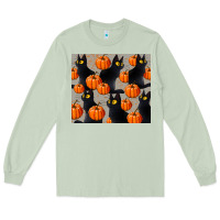 Matcha black cat with pumpkins tumbler Long Sleeve Tee - LillyAllenDesigns